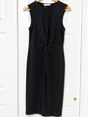 Mango Fertina Black Twist Front Midi Dress NWT Size M